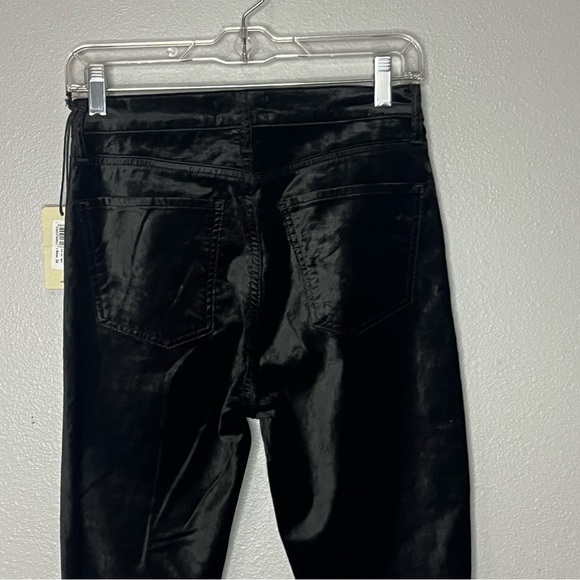 Agolde Nico Bootcut Highrise Pants Women 24 Beetle Black Zip Velvet Feel NWT - Picture 7 of 9